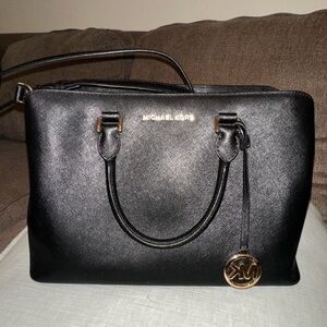 Michael Kors Black Satchel with Gold Accents